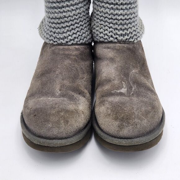 UGG Australia Shaina Knit Cuff Button Gray Slouch Boots in Size 8 - Picture 9 of 14